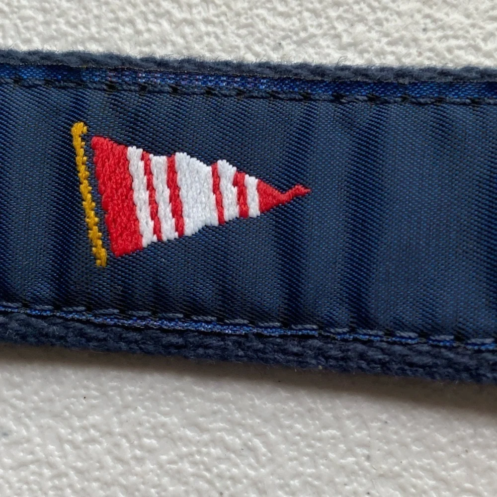 Blue and Red Patterned Belt with Nautical Flags 34”
